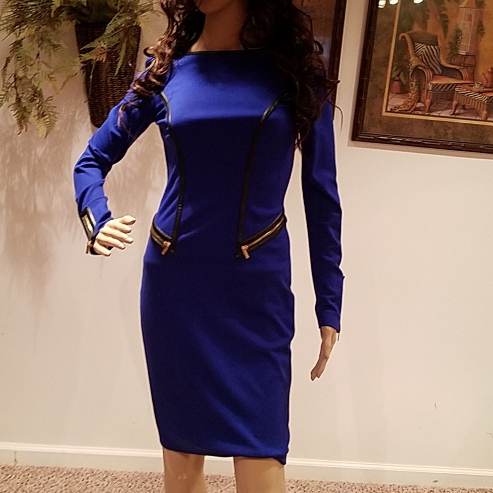 Cache lined long sleeve stretch dress